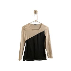 White/Green block long sleeve - S